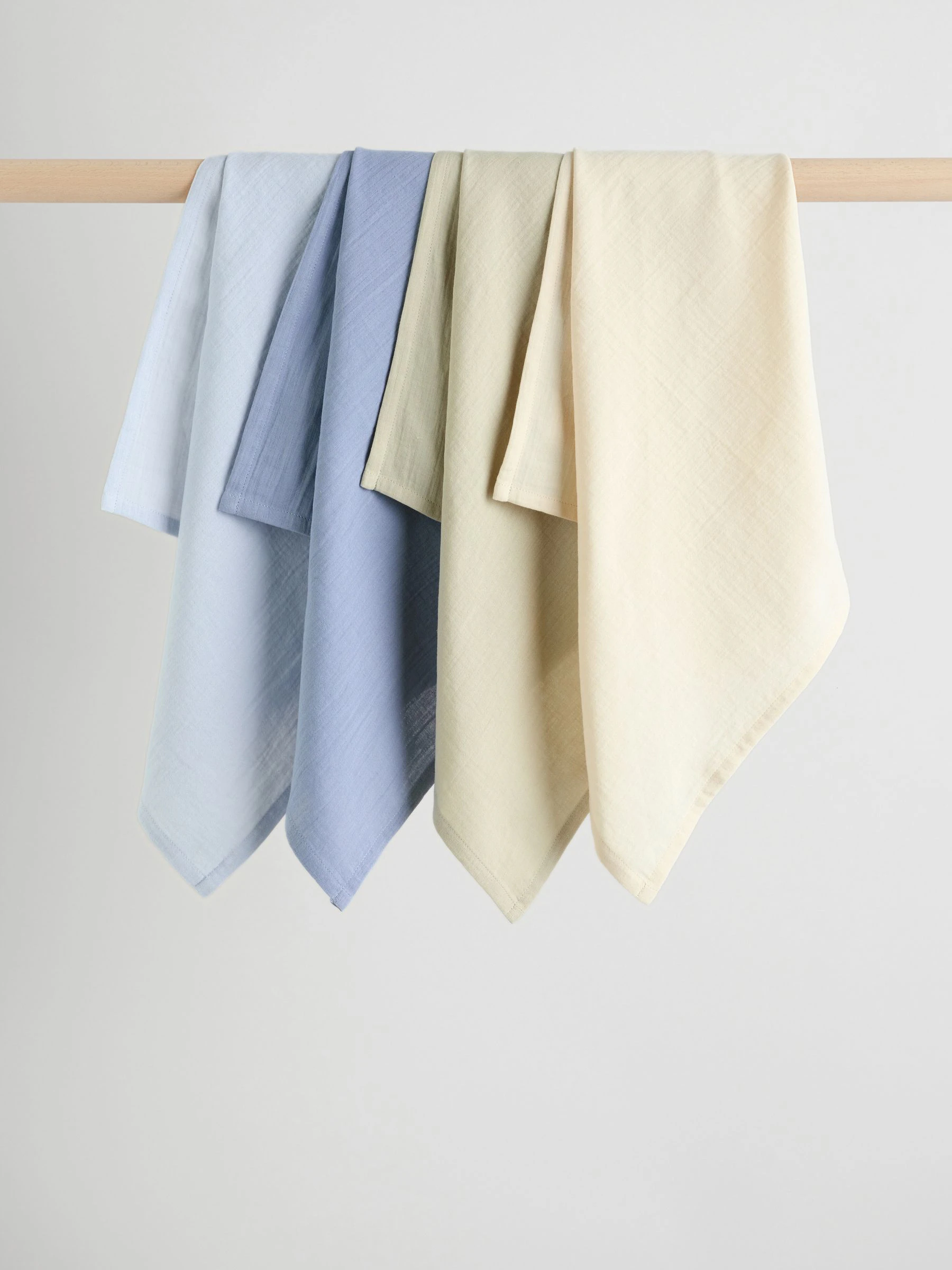 Blauw - Set van 4 mousseline babydoekjes