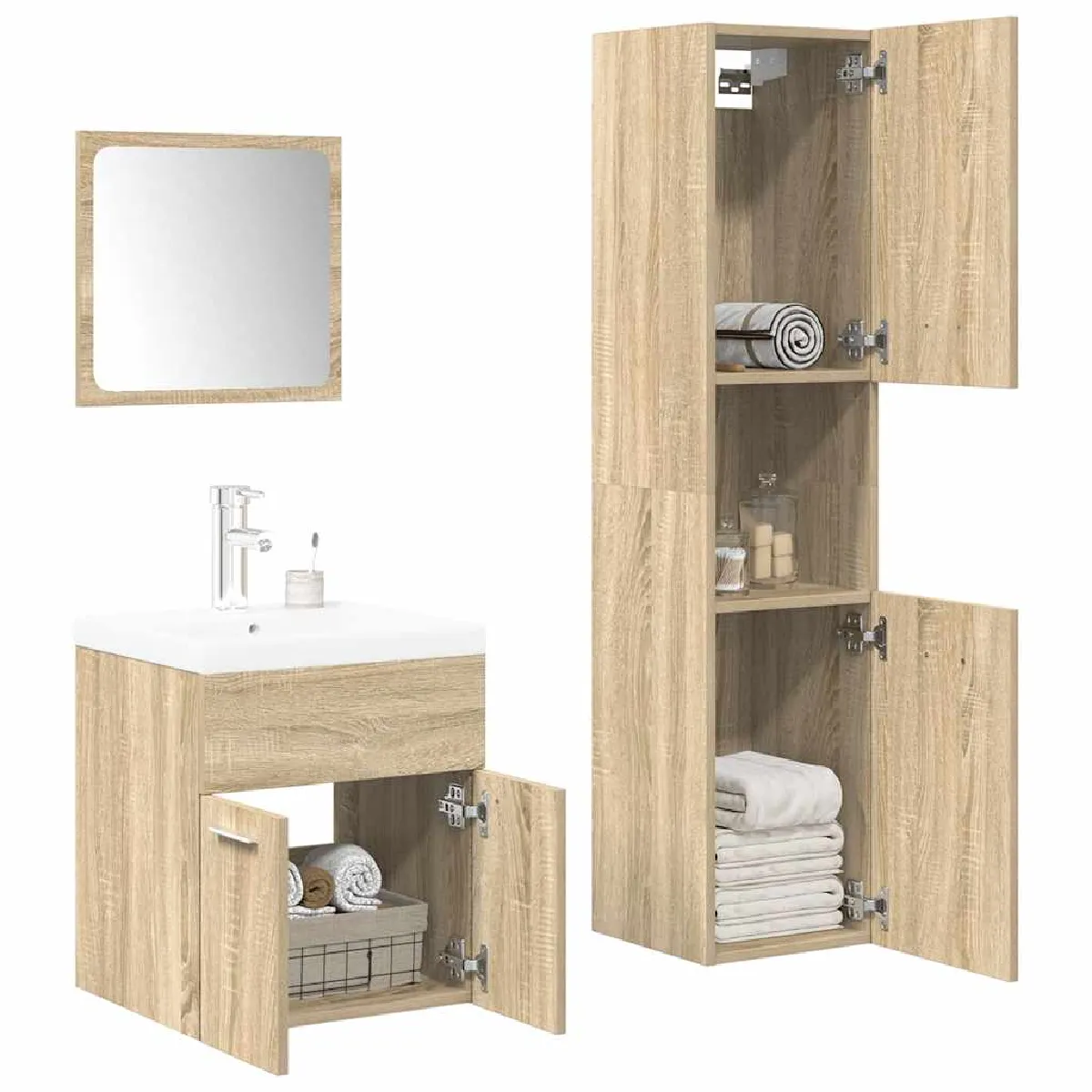 vidaXL Ensemble de meubles de salle de bain - Chêne sonoma