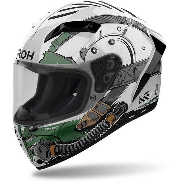 Airoh - Casque Connor Alligator Blanc / Vert / Or / Gris / Brillant