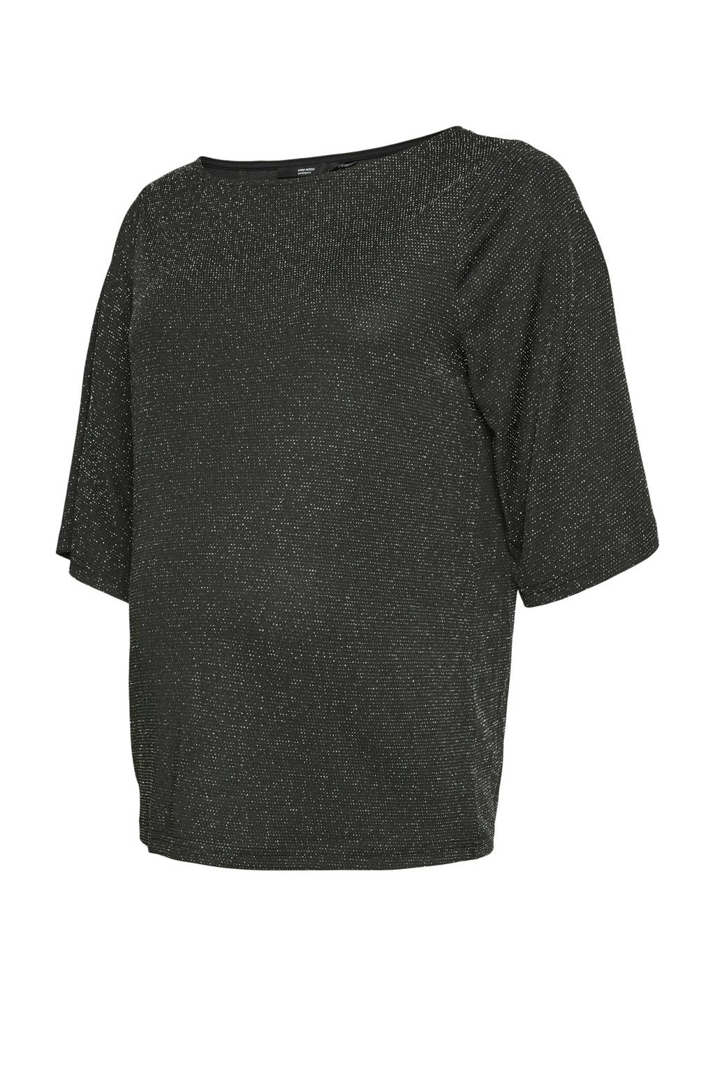 VERO MODA MATERNITY zwangerschapstop met glitters VMMKANVA zwart