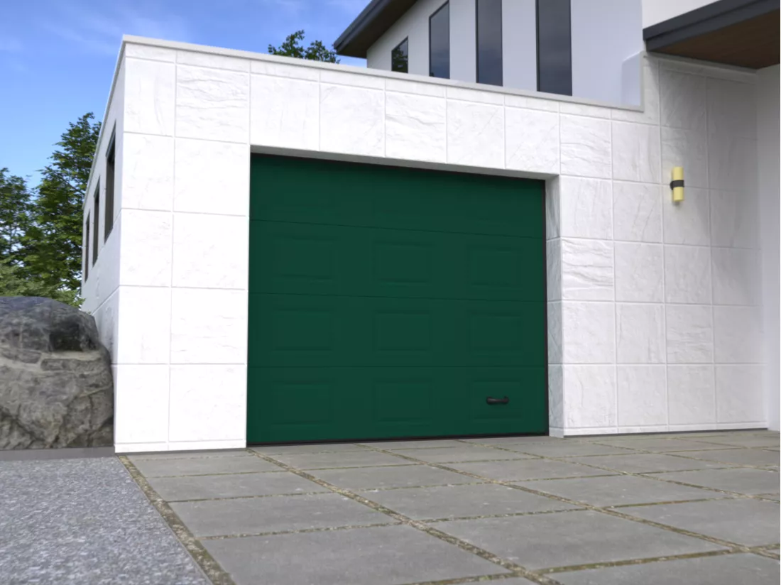 Porte de garage sectionnelle sur mesure à cassettes verte - MUGONIA