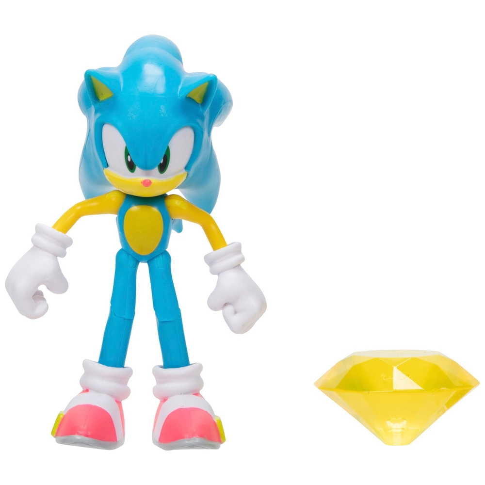 Sonic 10 cm Modern (Neon) Sonic mit gelbem Chaos Emerald Zubehör