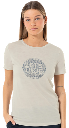 LETS RIDE BIO Damen-Kurzarm-Merino-Shirt  white stone melangeflint stone  S