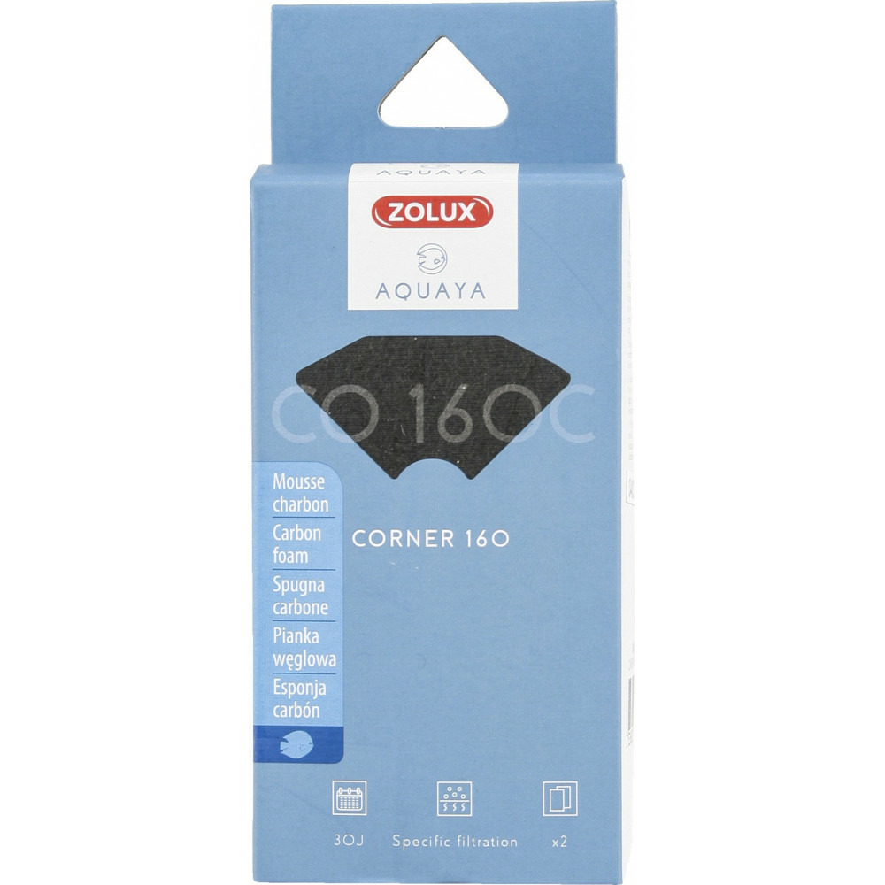 Filtre pour pompe corner 160, filtre co 160 c mousse charbon x 2. Pour aqua
