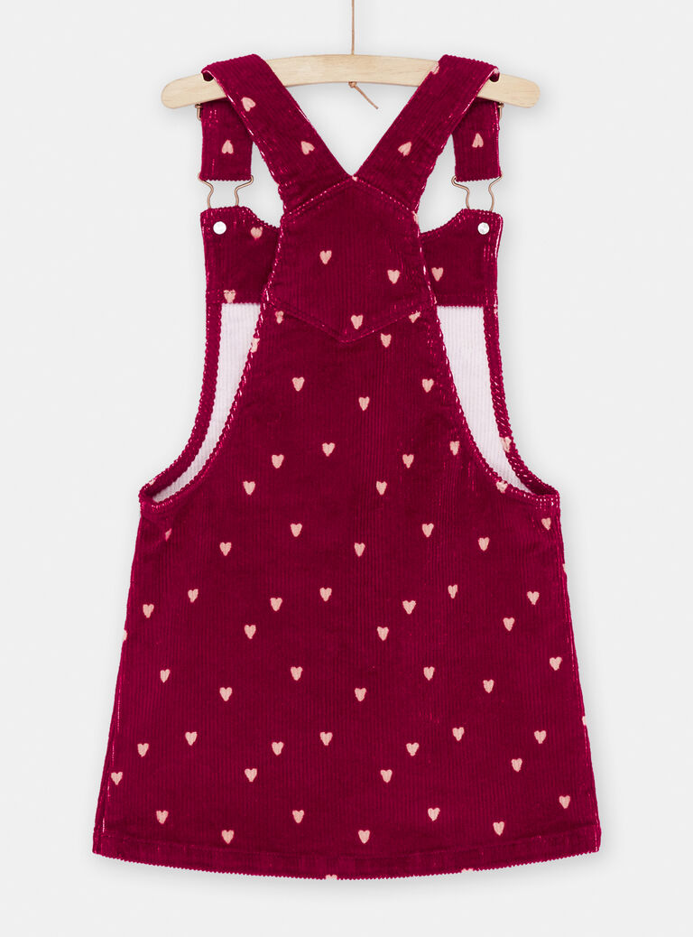 Robe salopette prune à imprimé cœur