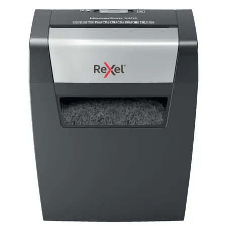 Rexel Aktenvernichter Momentum X406, Partikelschnitt, P-4, 6 Blatt, schwarz