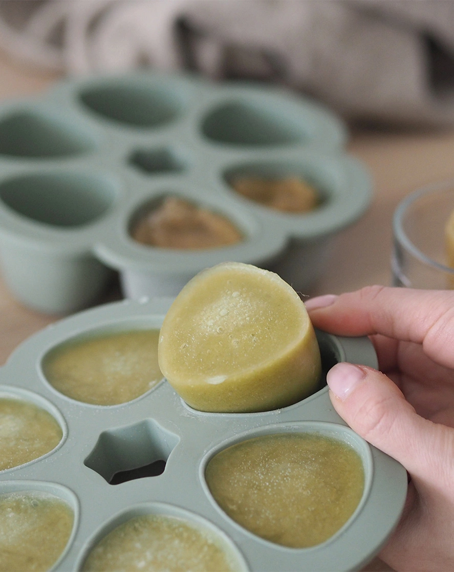 Aufbewahrungsbehälter MULTIPORTIONS aus Silikon in sage green