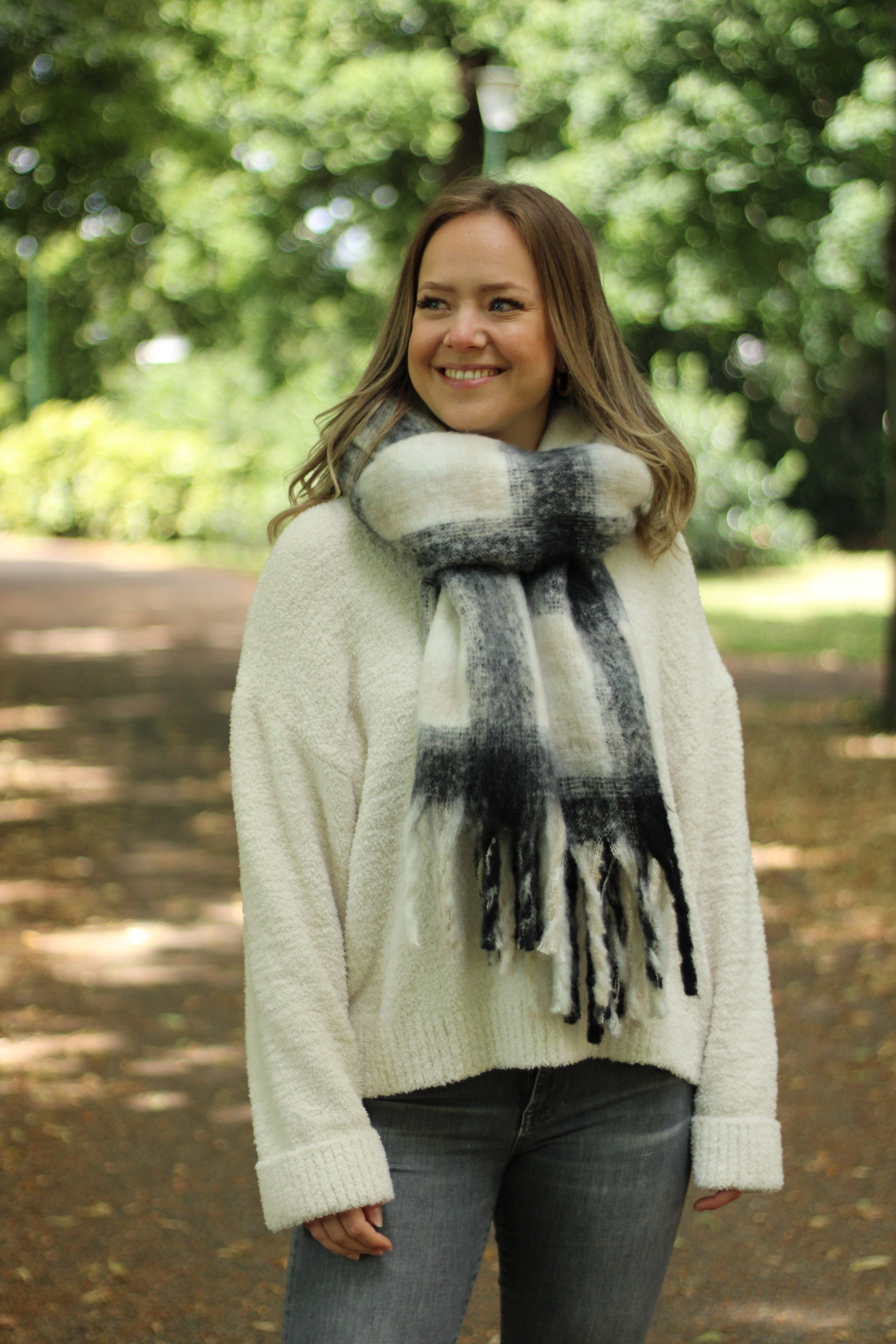 Rino & Pelle - Hipke Checked Scarf - Light Grey