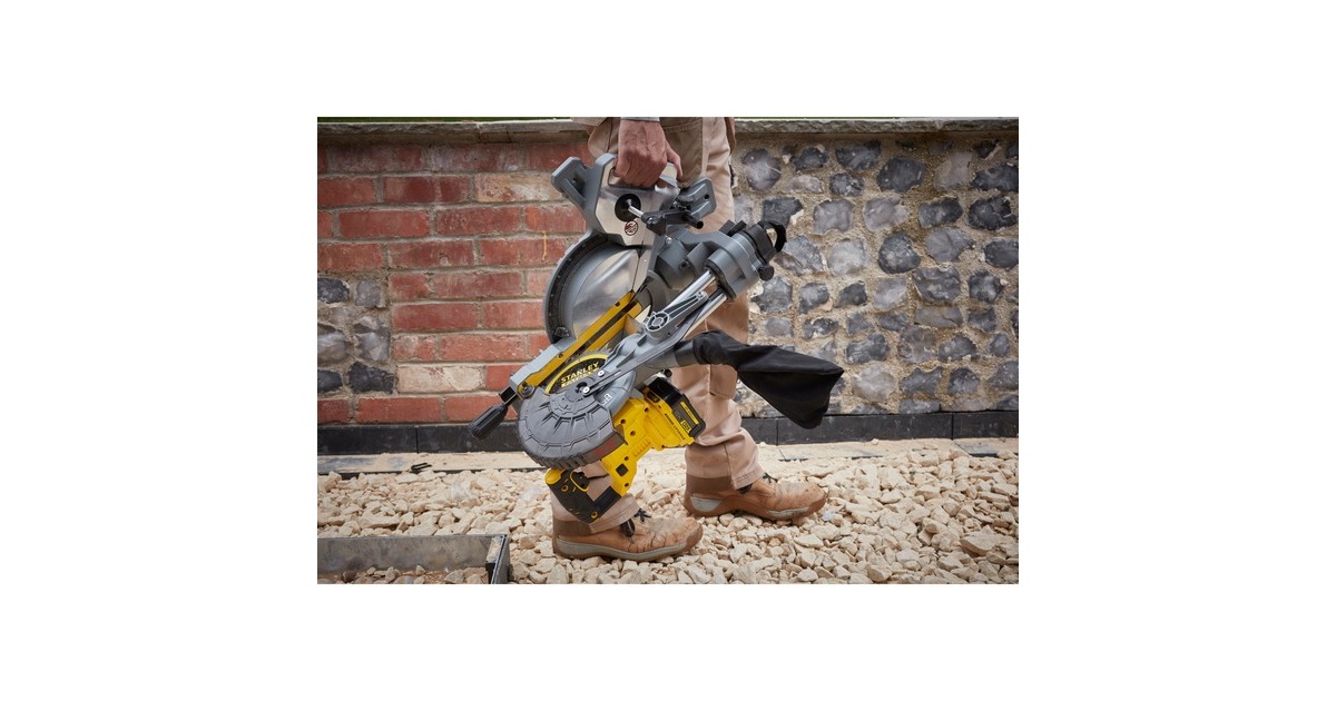 StanleyFATMAX V20 18V 4.0AH 190 mm Afkort- en verstekzaag  (Geel/zwart, Accu (18V, 4.0Ah) en oplader (2A) inbegrepen)