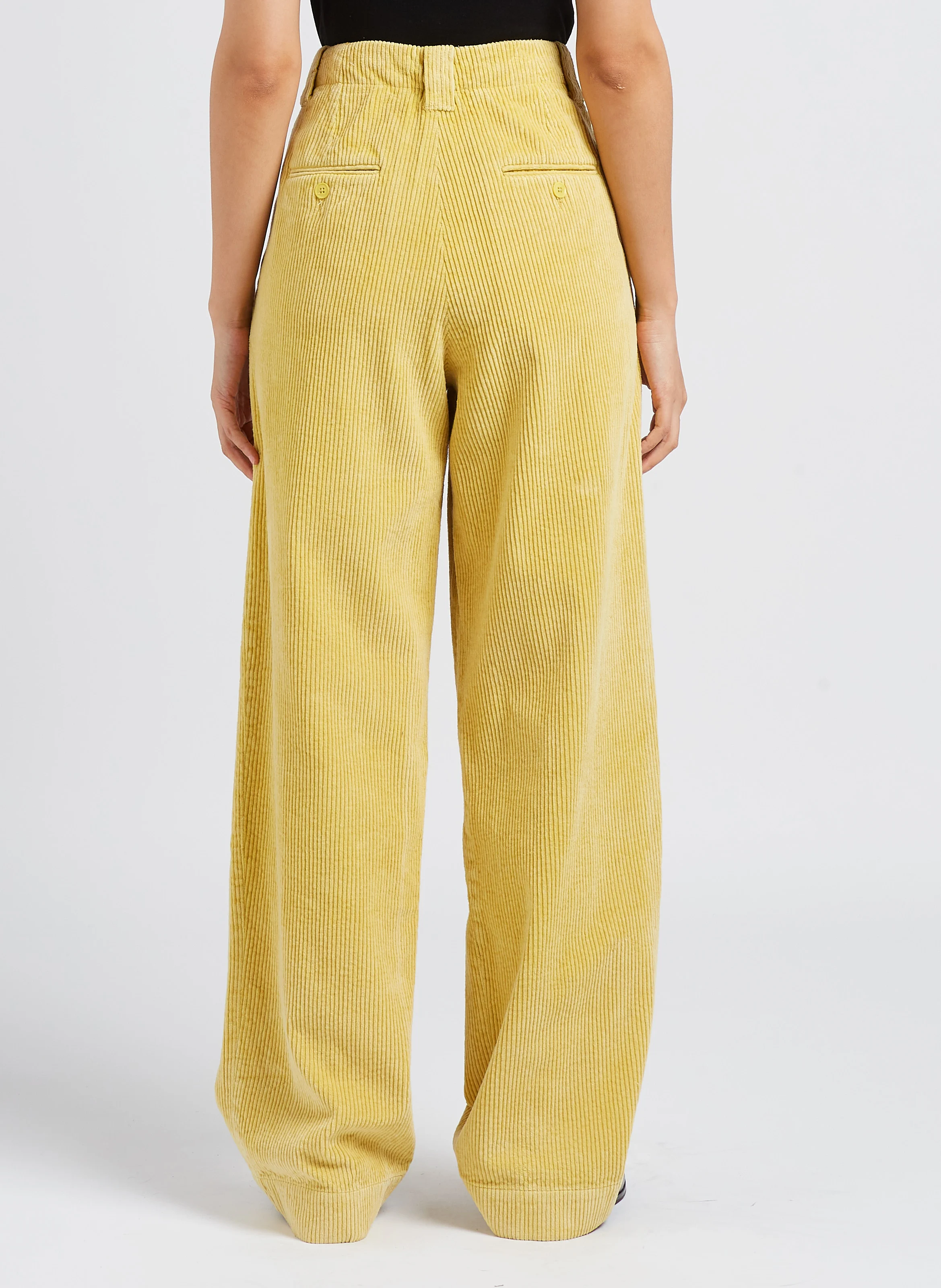 CLOCHE - Pantalon taille haute large en coton | Jaune