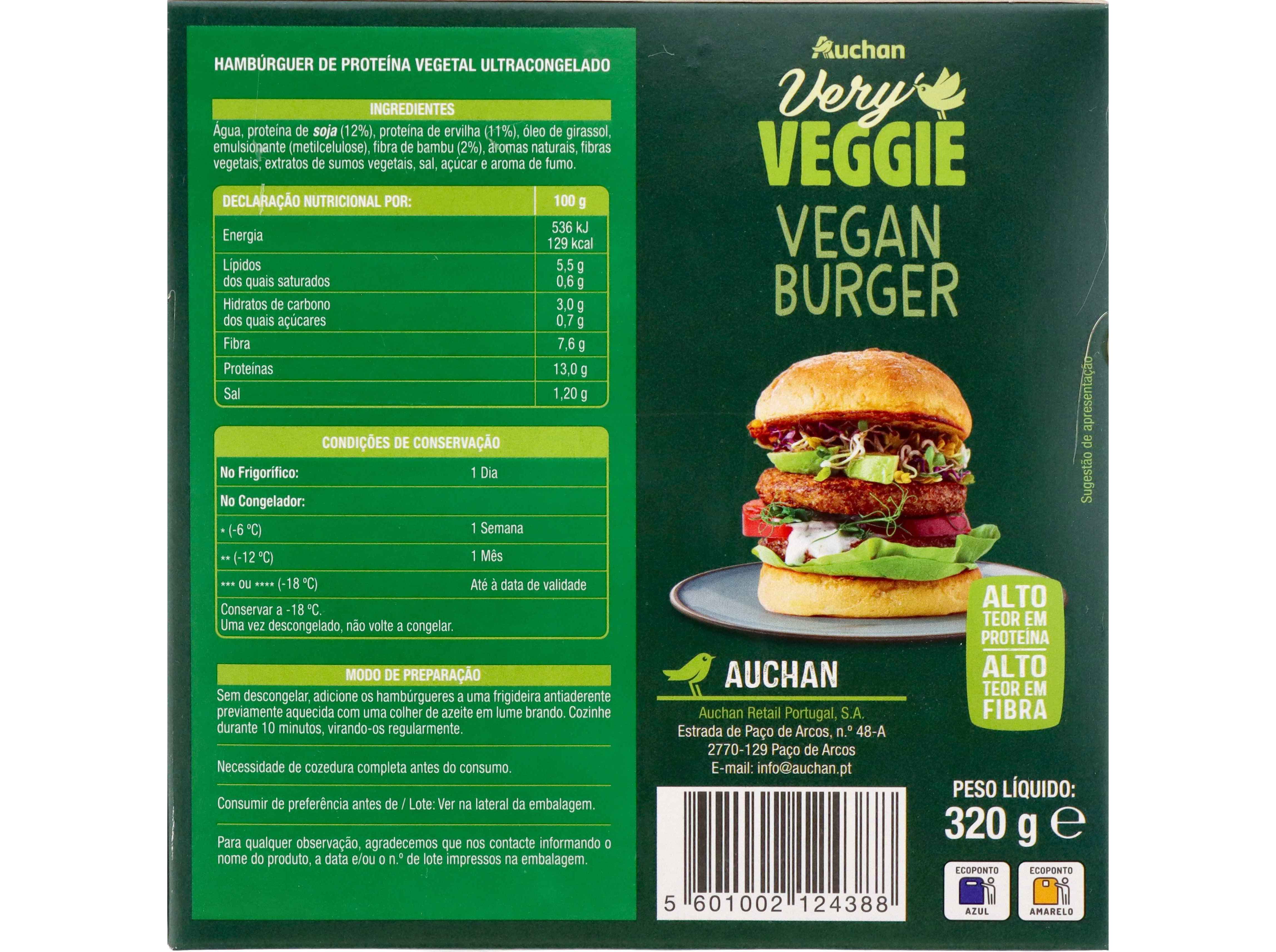 VEGAN BURGUER AUCHAN VERY VEGGIE 4UN 320G