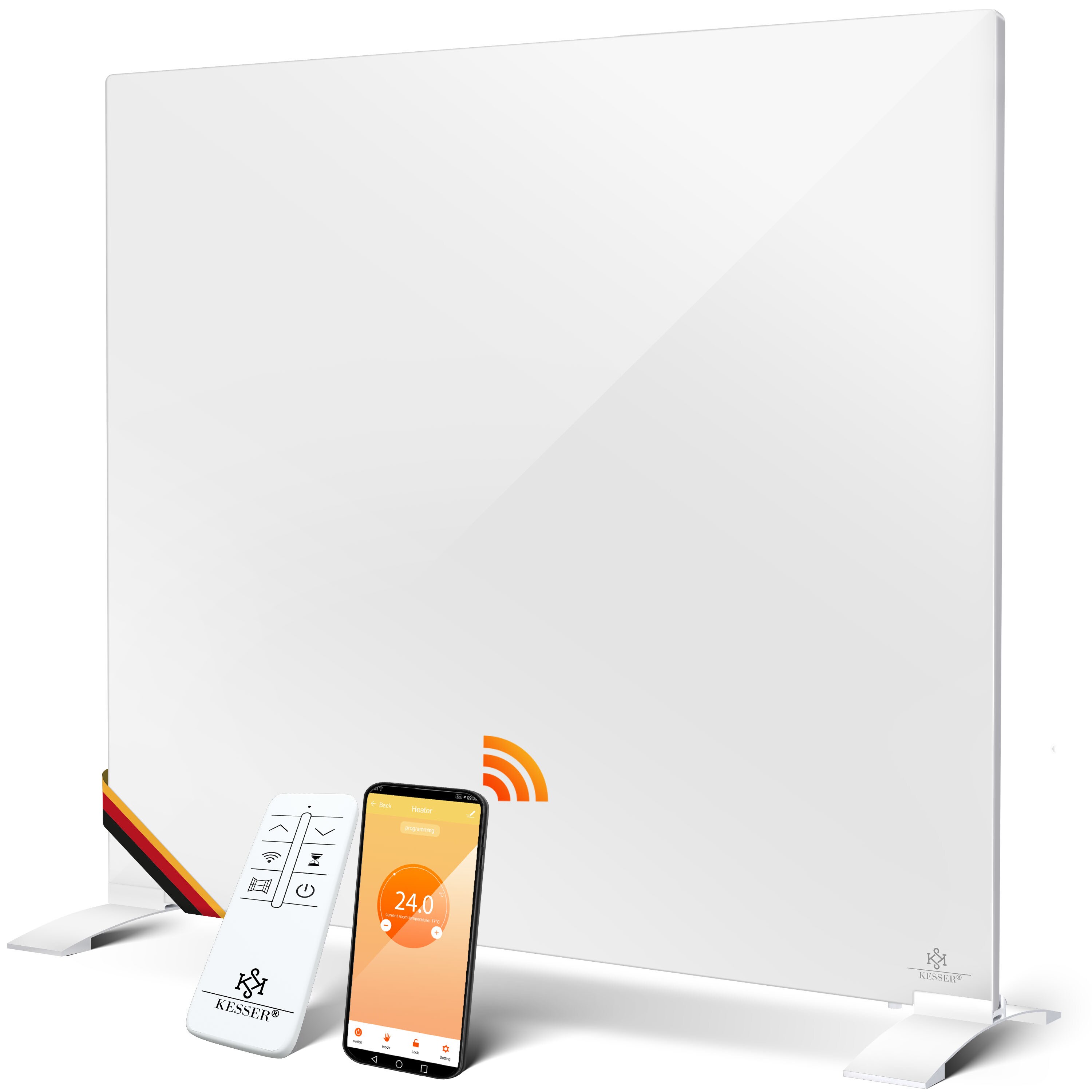 KESSER® Infrarotheizung Aluminiumheizung Energiesparend 2in1 Standgerät & Wandmontage Elektroheizung mit Erkennung Offener Fenster + Fernbedienung & App-Steuerung Thermostat Infrarot Heizpaneel