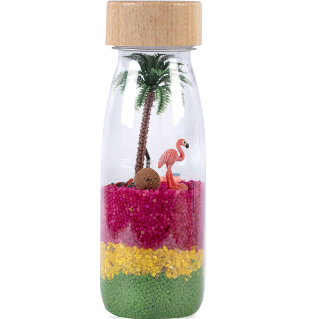 Petit boum sensorische fles spy - flamingo