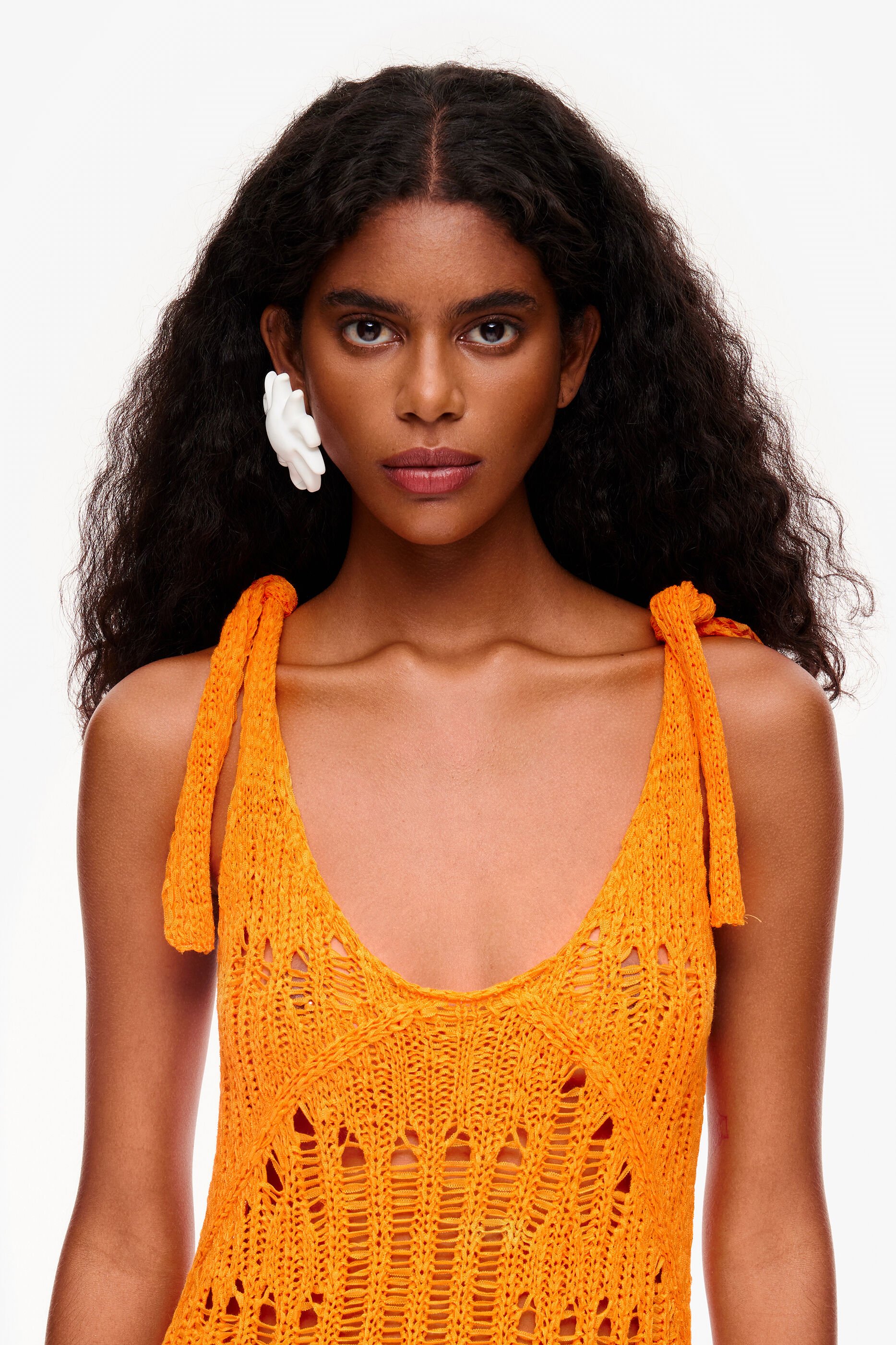 Vestido de crochê laranja
