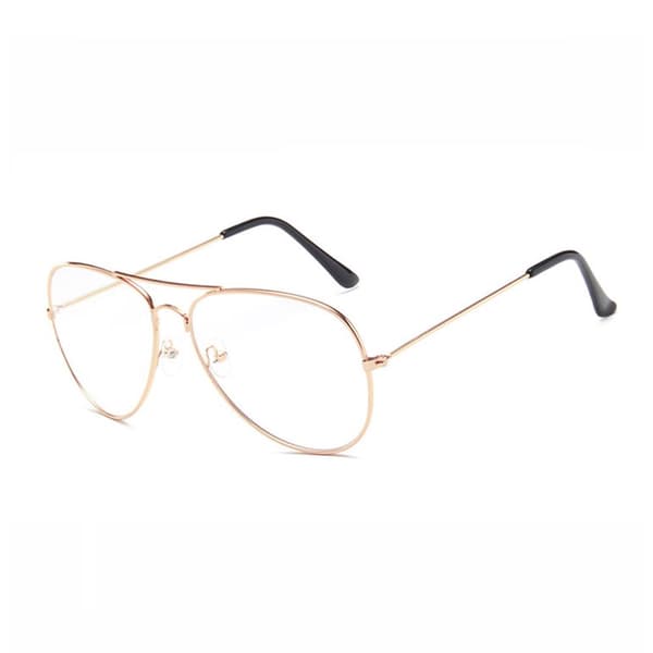 Retro RoseGuld Pilot Aviator Glasses Clear Glass Clear Glass uten styrke