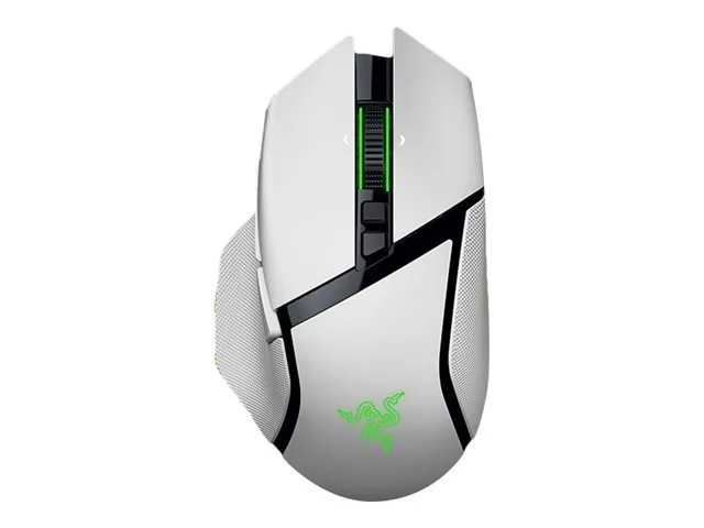 Razer Basilisk V3 pro 35K - Mus - ergonomisk - højrehåndet - optisk - 11 knapper - trådløs, kablet - Bluetooth, USB-C, 2.4 GHz - trådløs modtager (USB) - hvid