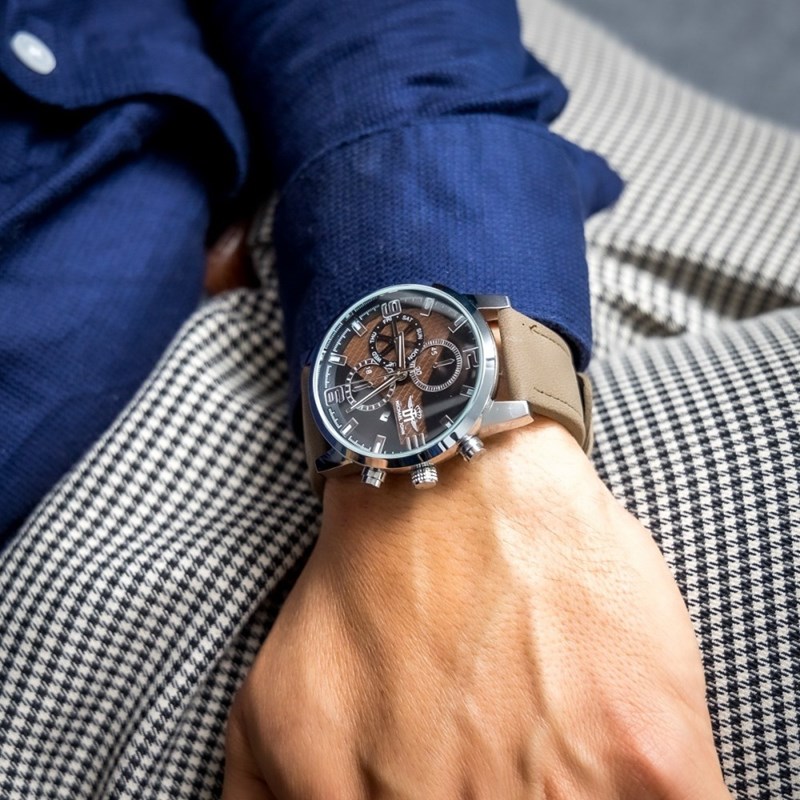 Montre Homme M. JOHN bracelet Cuir Marron