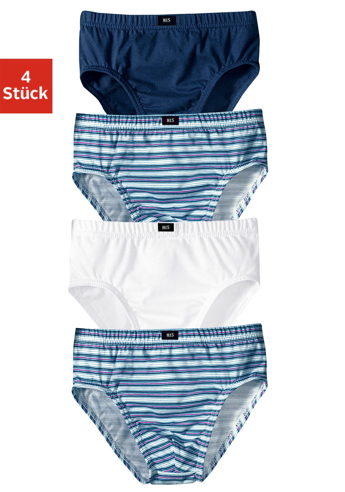 H.I.S Slip, 4 Stk. cooler uni-Streifen-Mix