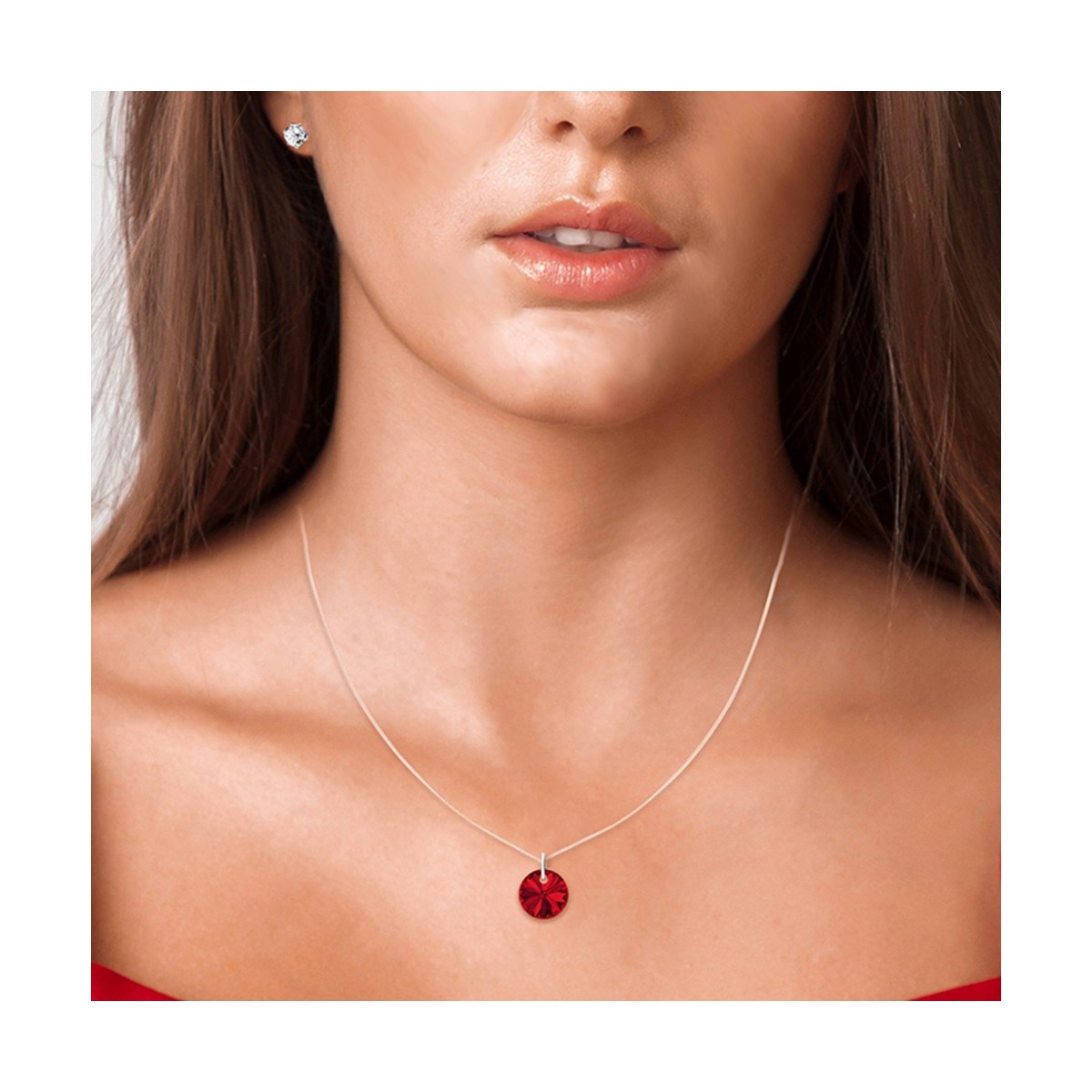 Collier nylon SC Crystal orné de Cristaux scintillants et ses boucles d'oreilles