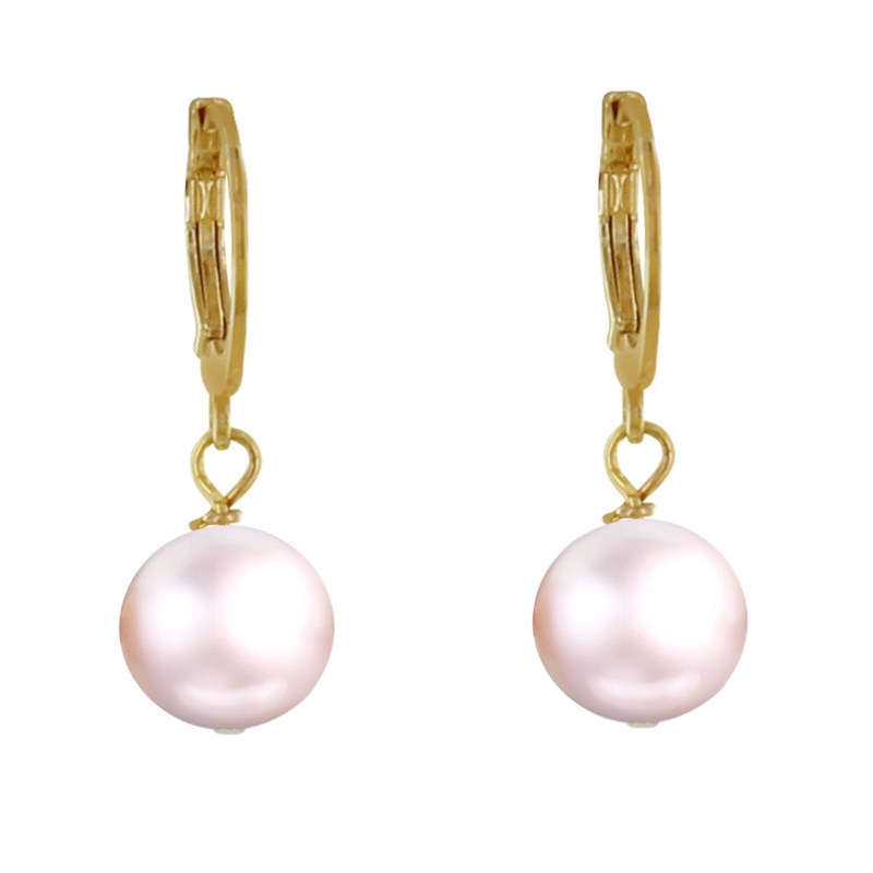 Boucles d'Oreilles Mini Créoles Plaqué Or et Perle de Culture