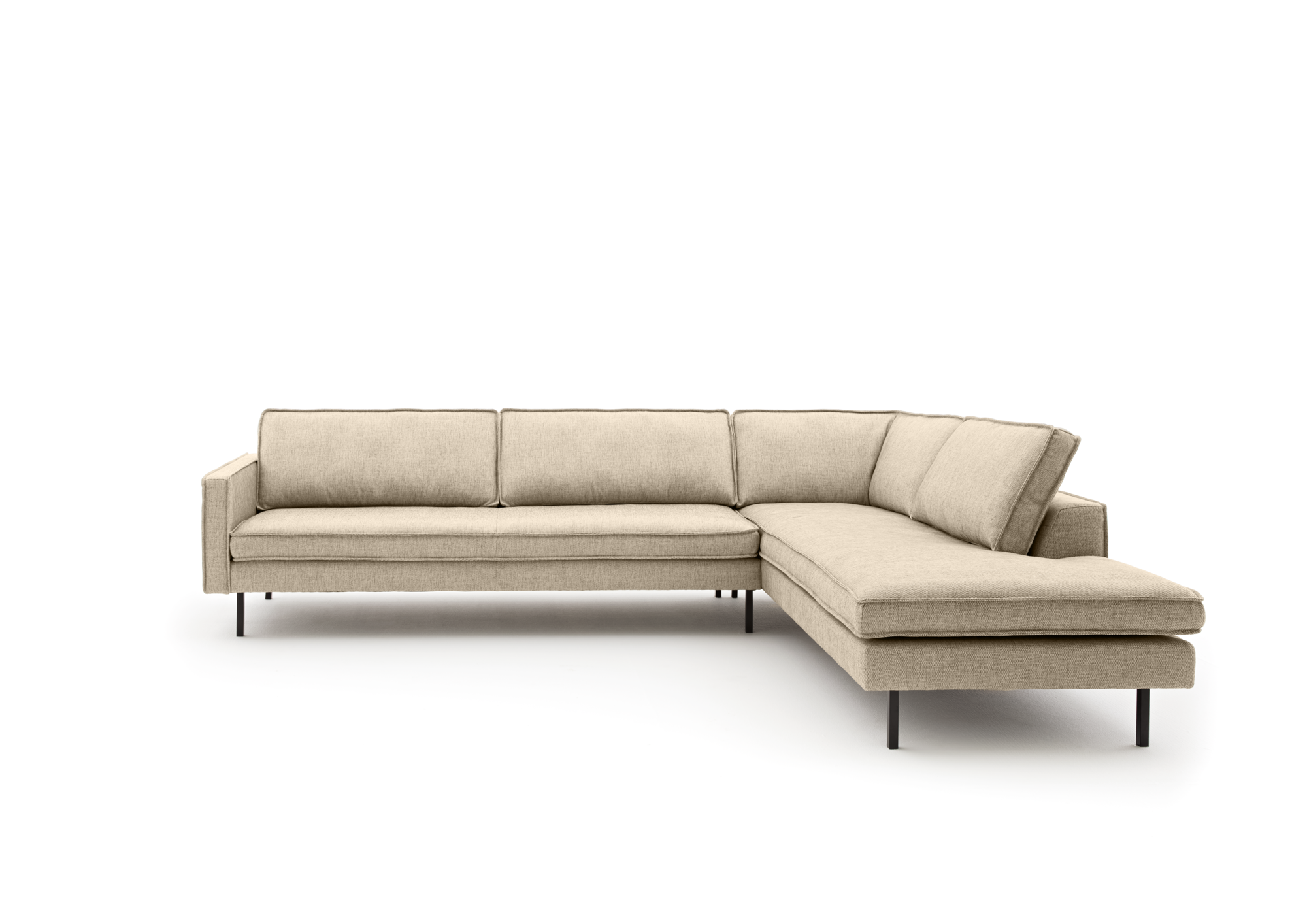 Loods 5 Design hoekbank Slimm Stof Outside rechts Combi rechts: 3 zits arm links + 2,5 zits met hocker Rechts | Stof: Solution Beige 05 | Frame: Zwart