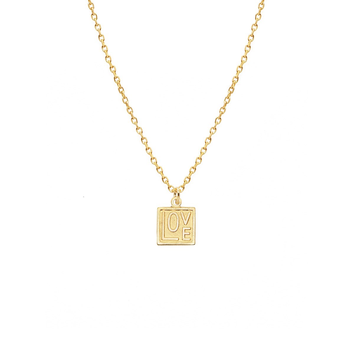 Collier chaine maille classique médaillon LOVE