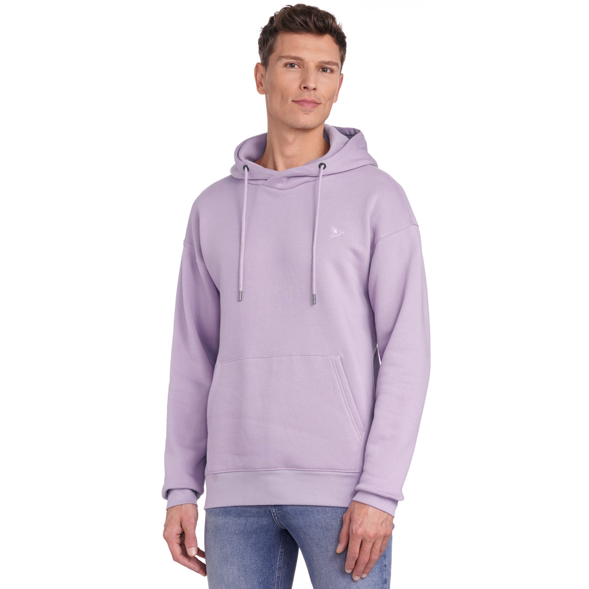 Jonas Nielsen Herren Hoodie mit kleiner Logo-Stickerei helllila