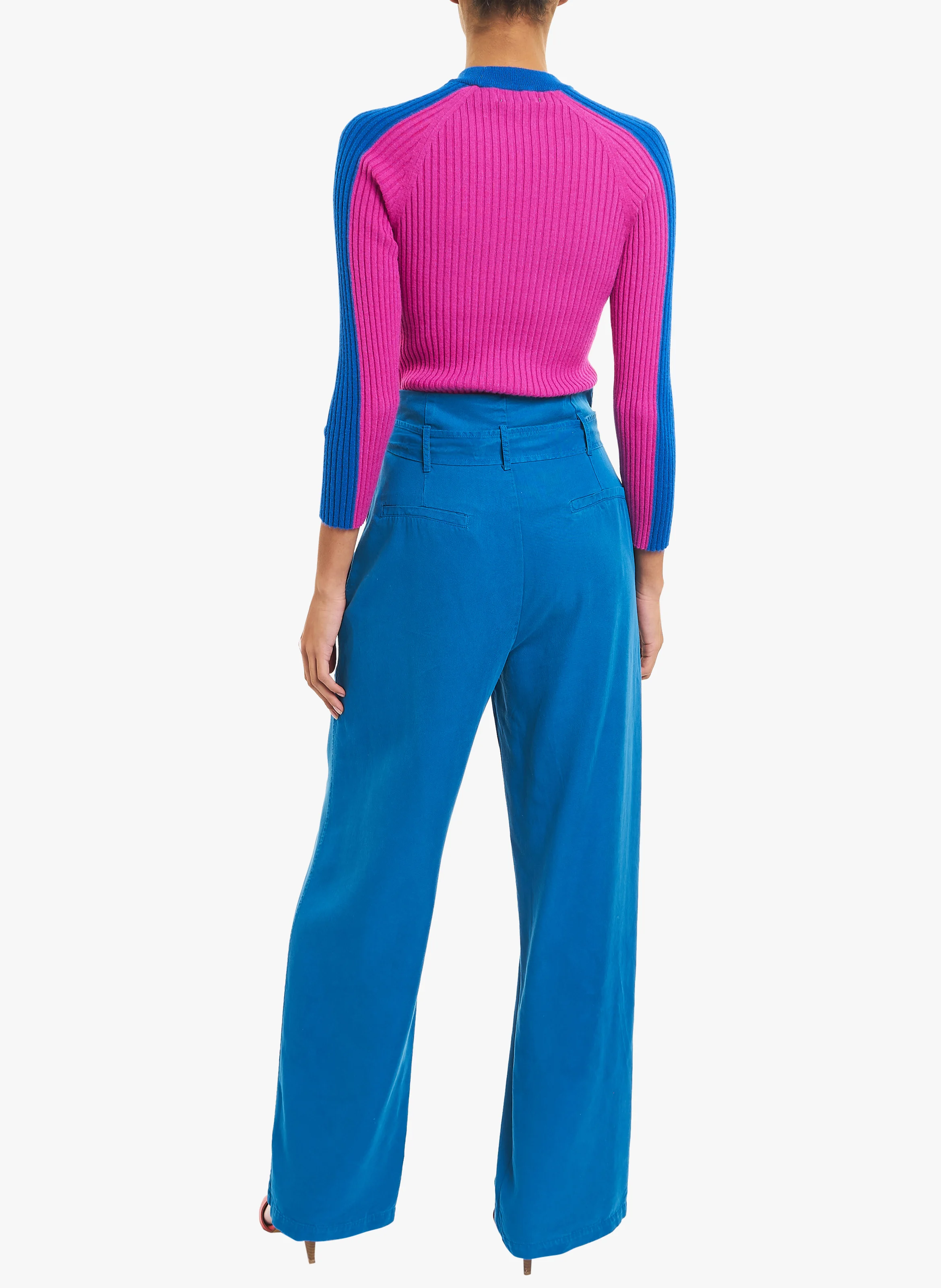 Pantalon large droit| Bleu