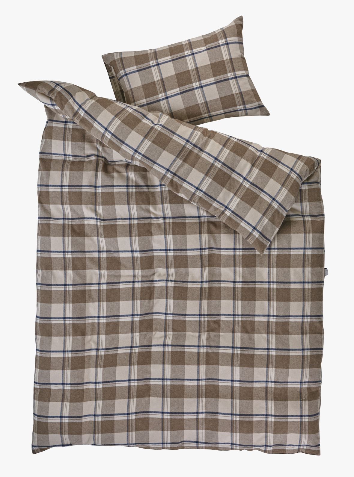 Garnfarget flanell sengesett multi brun - 140x200 cm