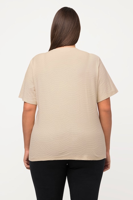 T-Shirt, Wellen, V-Ausschnitt, Halbarm, Biobaumwolle