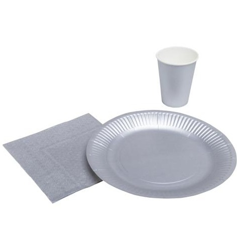 (15er Set) Pappbecher Einweg Papier Becher Party Geschirr Tisch Deko (89311I) - Silber