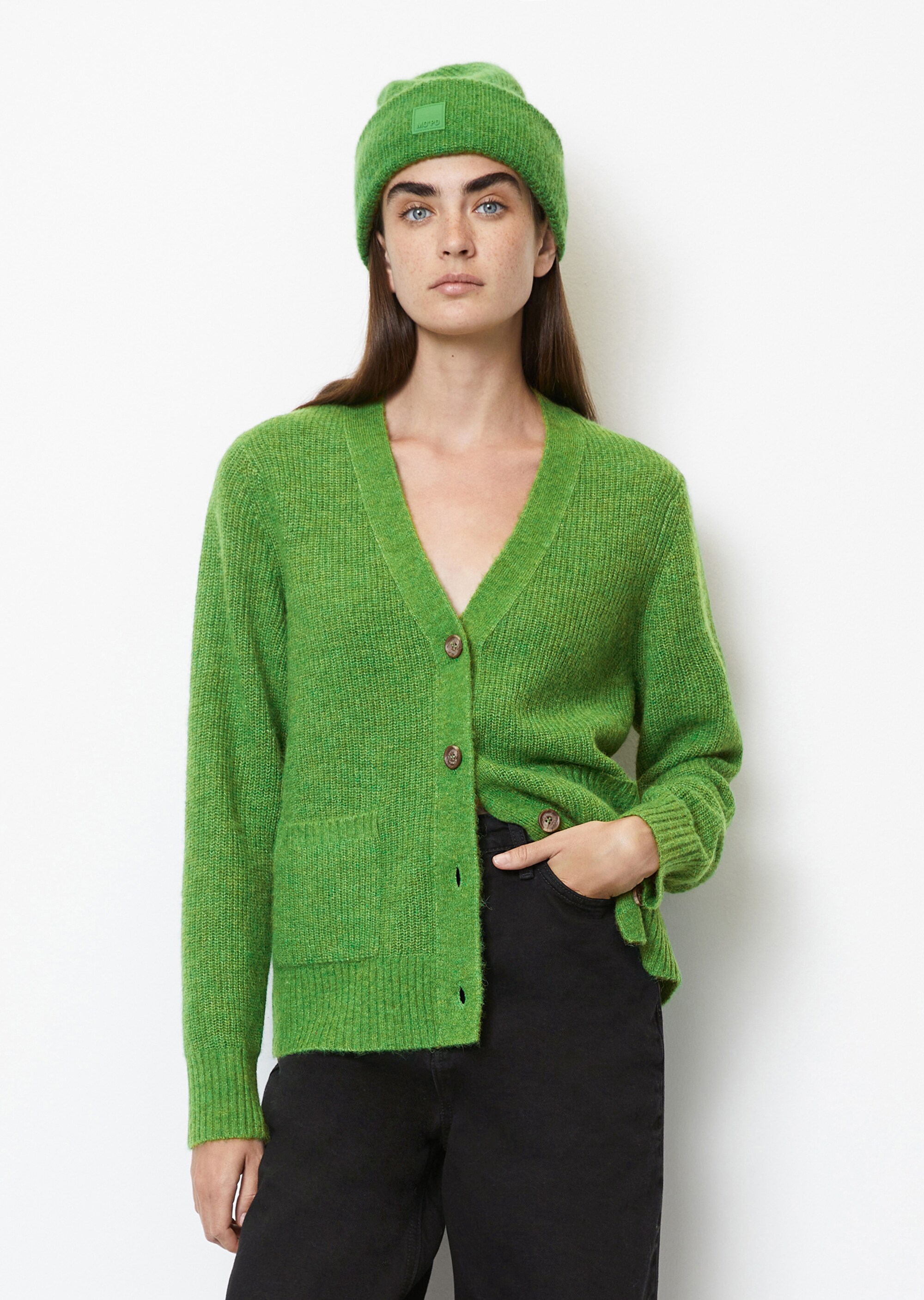V-Neck-Cardigan loosemit Baby-Alpakawolle