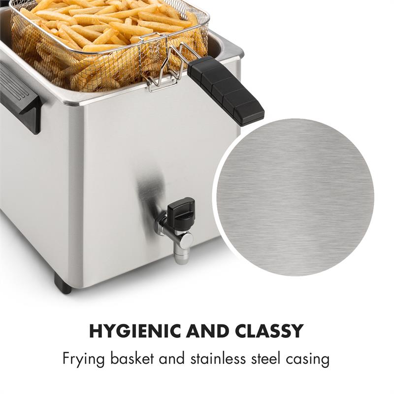 Family Fry Fritteuse 3000W Oil Drain Technology Edelstahl silber
