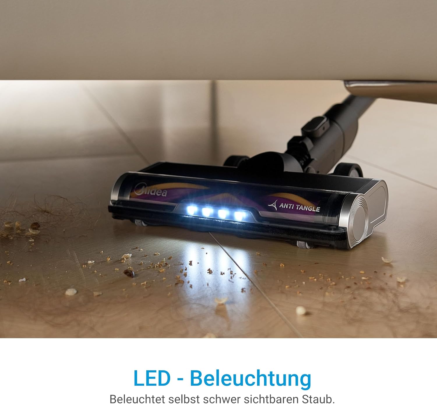 Midea Akku-Staubsauger mit Absaugstation | 350W, bis zu 60 Min Laufzeit | Selbstentleerung, Anti-Tangle Bürste, LED-Düse | HEPA-Filter, Allergiker geeignet | Wechselbarer Akku, Kabellos, Schwarz
