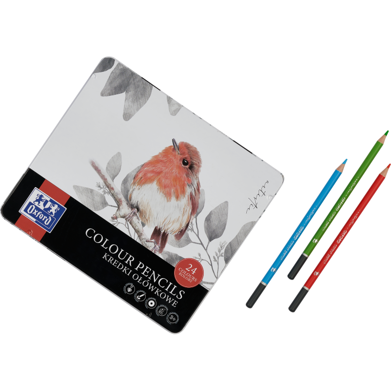 Boite Metal Oxford Art 24 Crayons Couleur Dessin