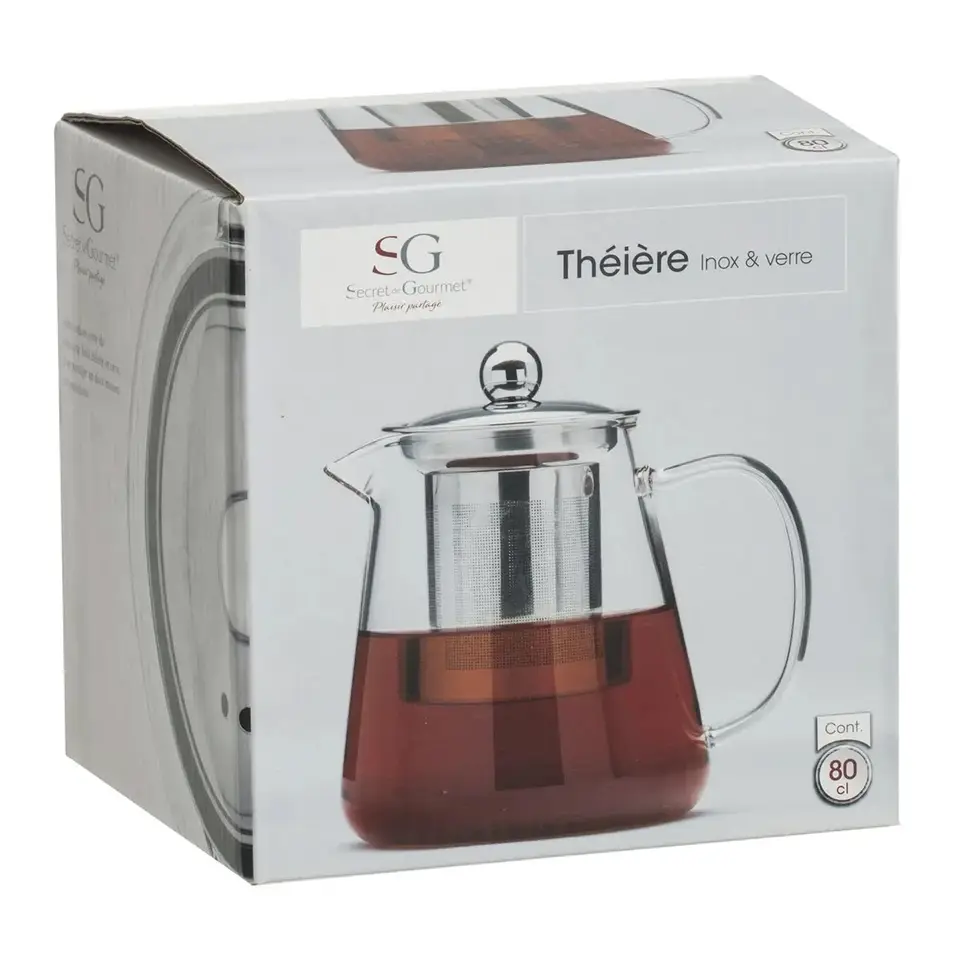 Secret de Gourmet - Theepot - glas/rvs - met filter - 800 ml