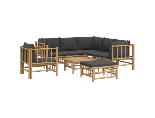 LES TENDANCES - Salon extérieur Salon de jardin-gris-7 places-55x65x30-490496