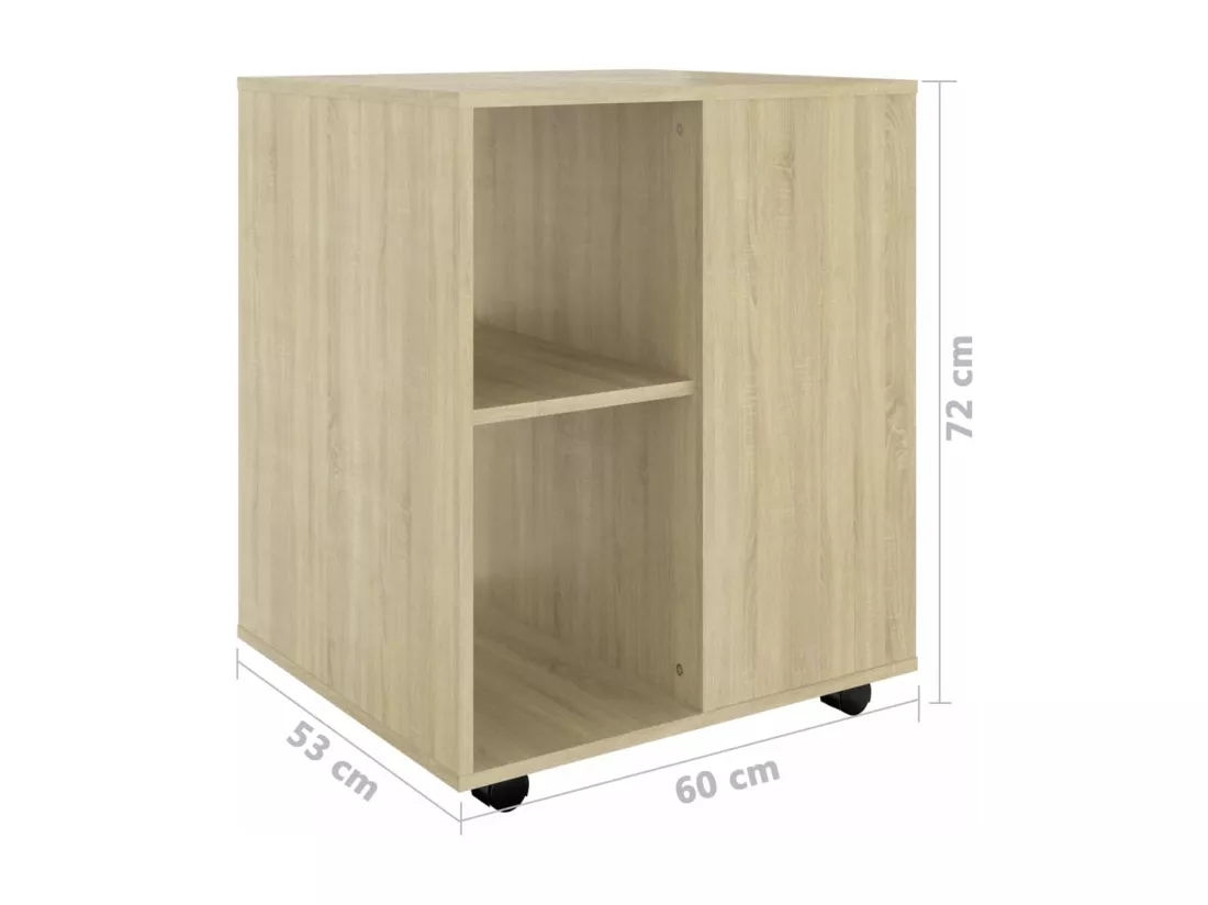 Armoire à roulettes Chêne Sonoma 60x53x72 cm Bois d'ingénierie