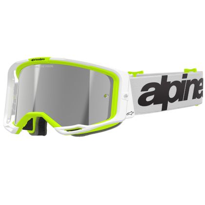 Masque cross Alpinestars VISION 8 WORDMARK IRIDIUM 2025 - Blanc / Jaune