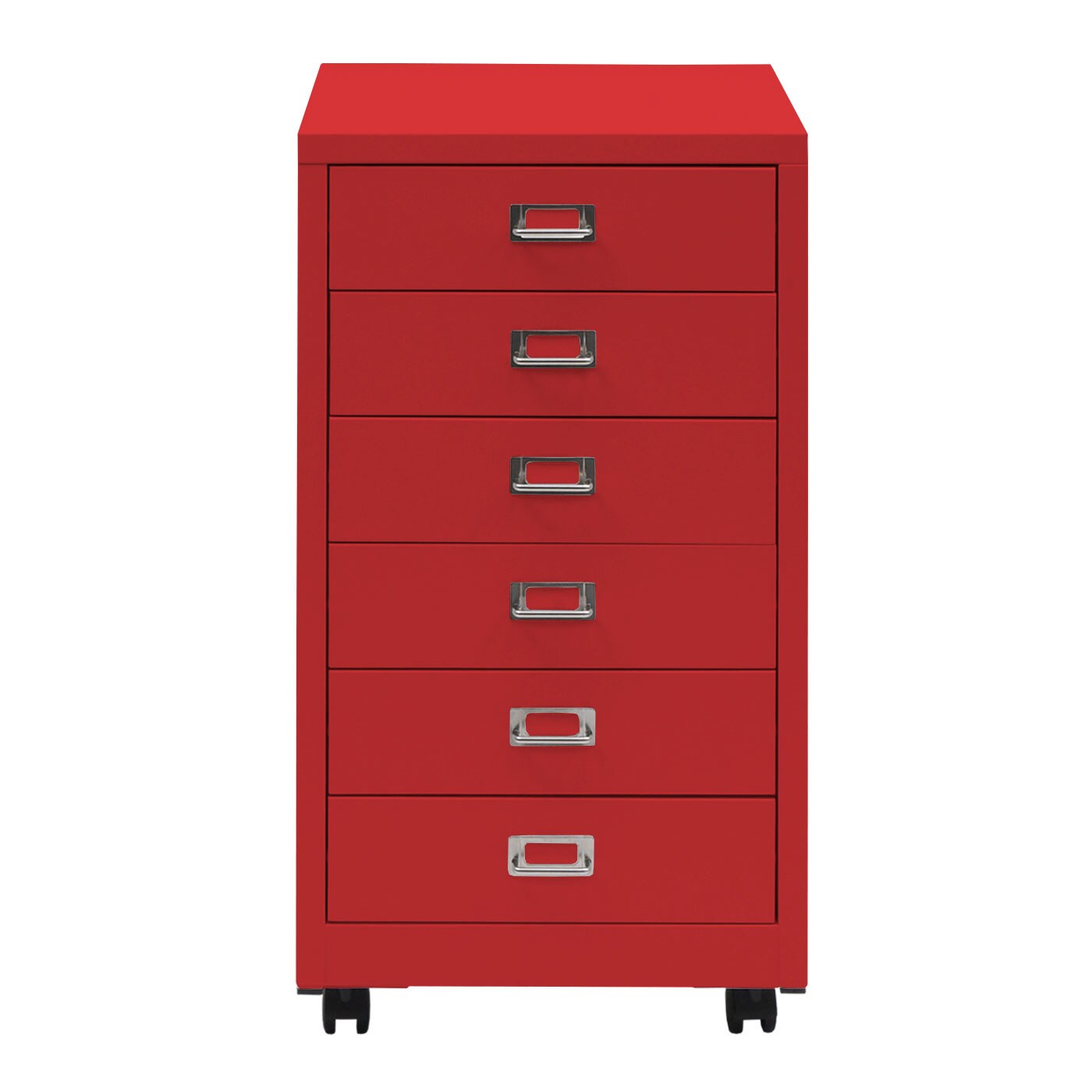 Rollcontainer MCW-L49, Schubladenschrank Stahlschrank Aktenschrank, Metall 75x40x41cm 6 Schubladen ~ rot