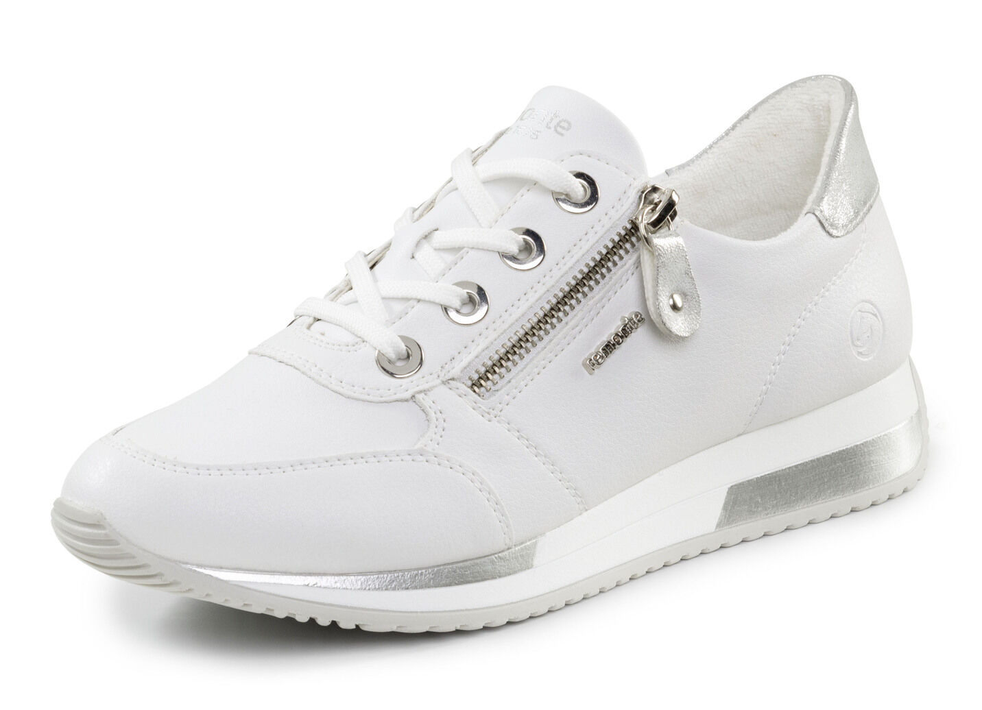 Remonte Schnür-Sneaker mit silberfarben schimmerndem Kontrast-Besatz