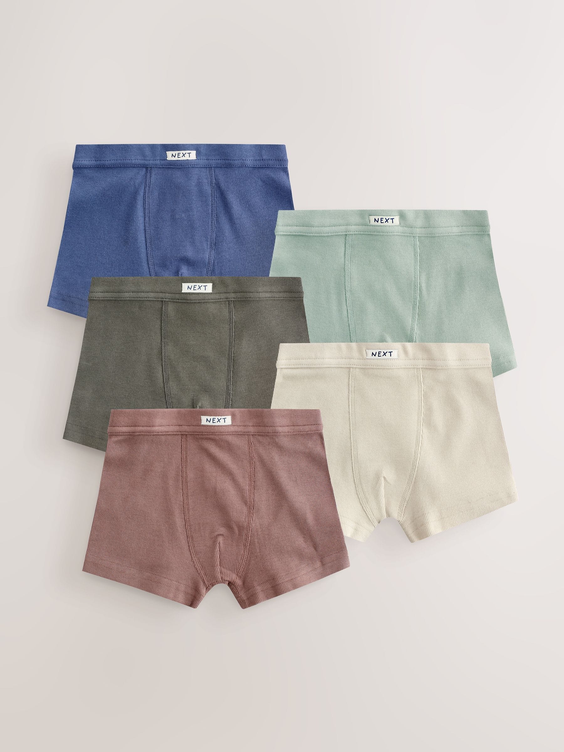Naturel Multicolor - Set van 5 boxershorts met zachte tailleband (1,5-16 jr)