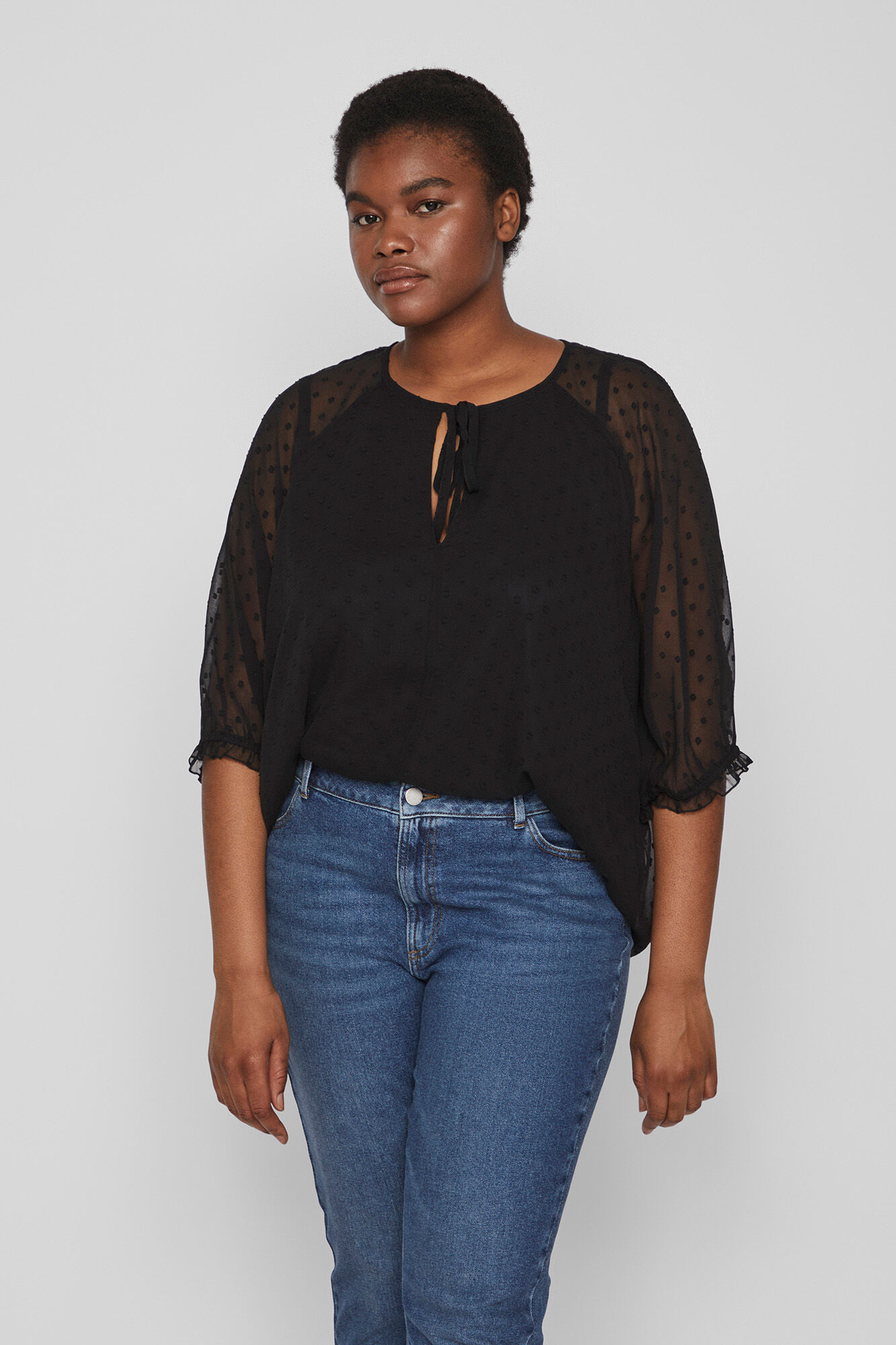 Blusa Plumetti de manga curta - Preta