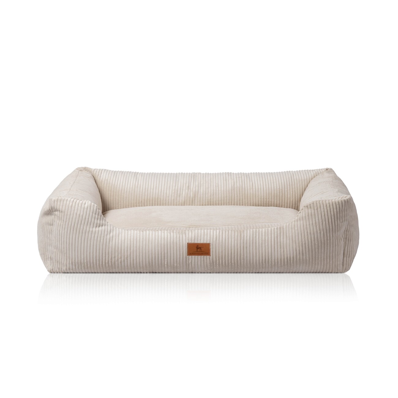 Knuffelwuff Hundebett aus Cord mit Handwebcharakter Olivia beige M-L