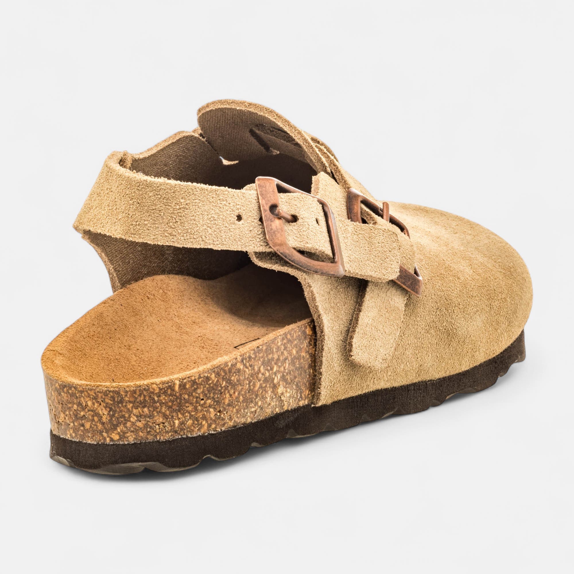 Mules semelle liège Garçon en cuir beige