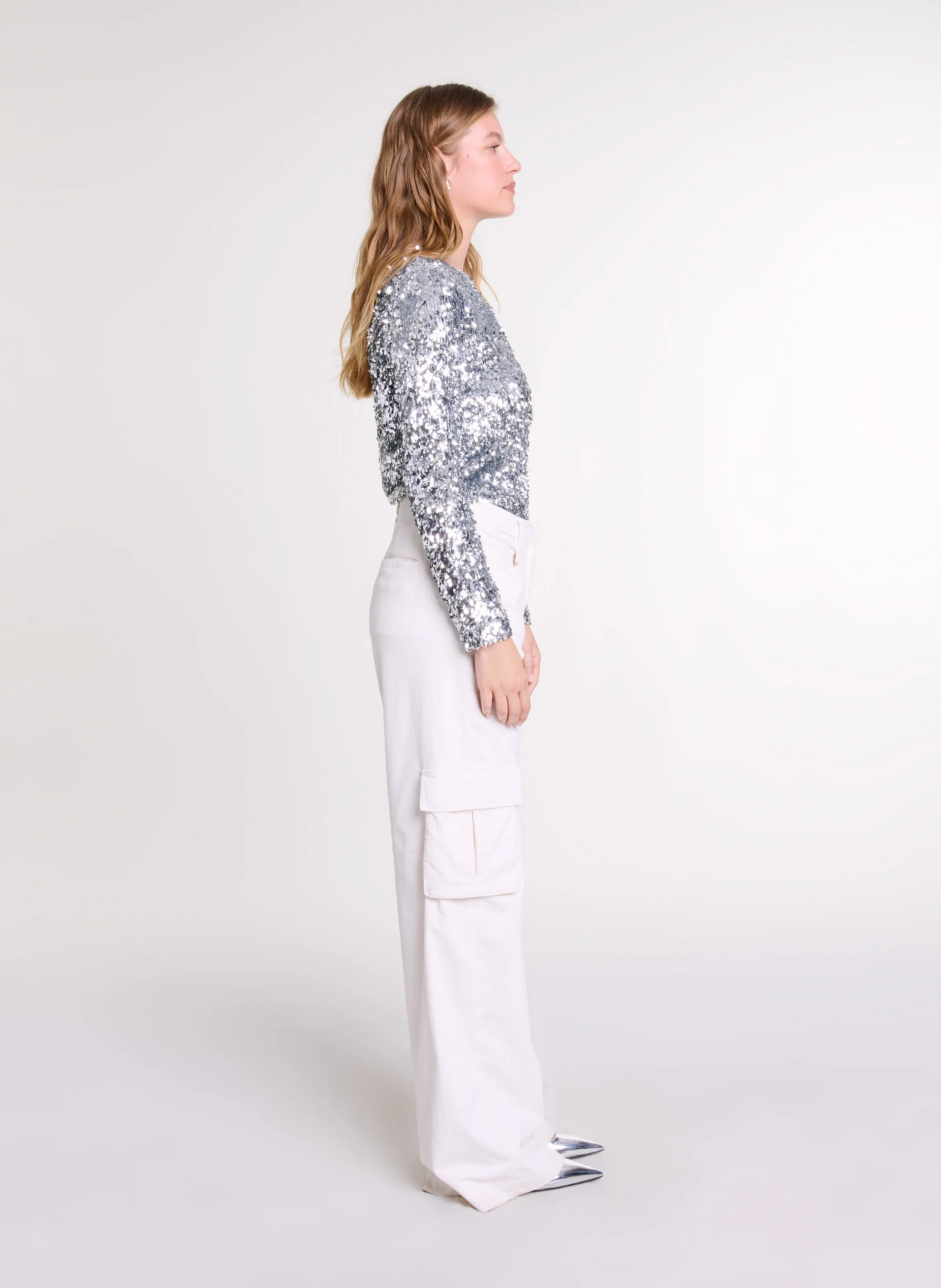 Top droit à sequins | Argent