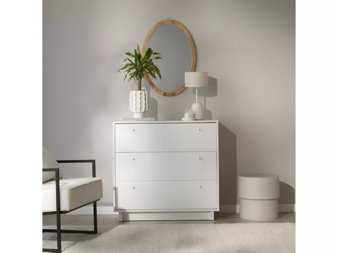 Commode effet bois blanc 90x85