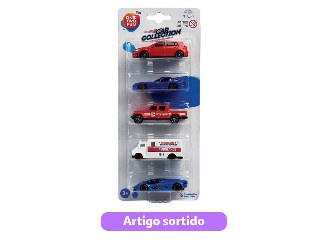 VEÍCULOS MINIATURA ONE TWO FUN CONJUNTO DE 5 UNIDADES MODELOS SORTIDOS