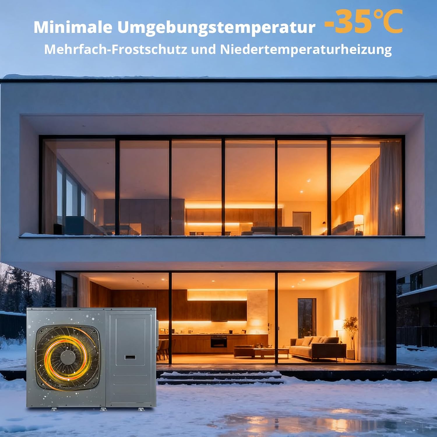 SMETA 10kW Monoblock Wärmepumpe - Luft Wärmepumpe Wasser, 3-in-1 Heizen Kühlen 75°C Warmwasser, R290, Intelligente Abtauung Frostschutz, Doppelventilatoren, WiFi, A+++, Einphasig & Förderfähig