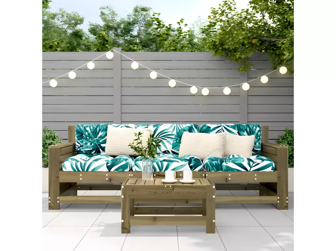 Repose-pied de jardin 62x30x32 cm bois de pin imprégné